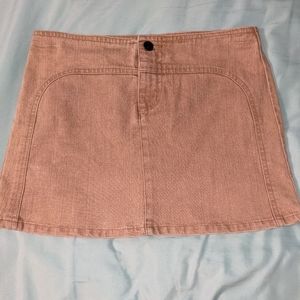 Vintage Y2K light brown camel A line denim mini skirt sz 3